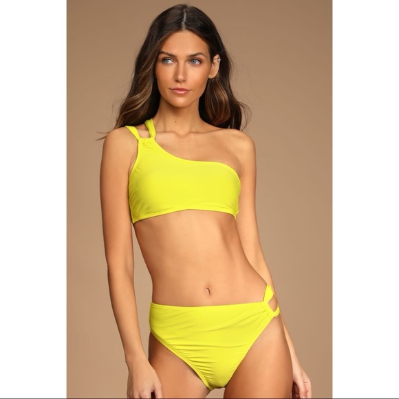 Lulus Other - NWOT Lulus Float Along Lime Green Side-Loop Bikini Top & Bottoms Set Small